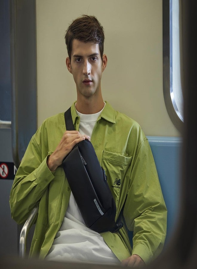 جولدن وولف حقيبة صدر جولدن وولف للرجال، سعة 2 لتر، حقيبة كتف للهاتف، حقيبة كروسبودي أنيقة، حقيبة جانبية مقاومة للماء، حقيبة خصر مناسبة للعمل والاستخدام اليومي - Image 4